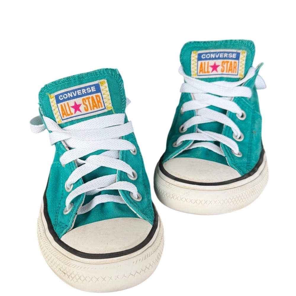 Converse Chuck Taylor Junior All Star Low Top Teal Confetti Kids Shoes Size 2